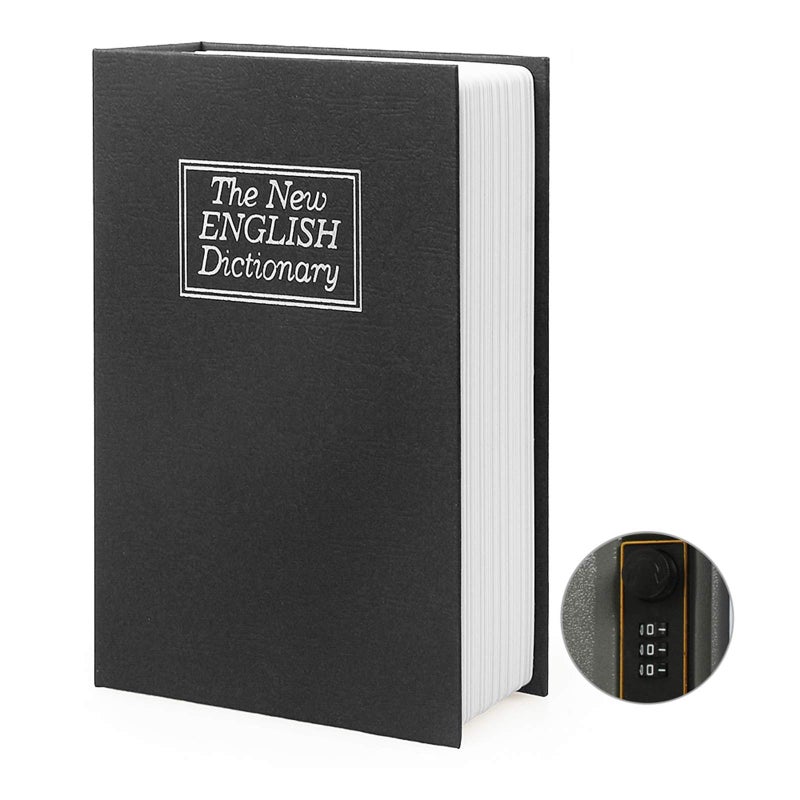 PACOLO Diversion Book Safe Storage Box (9.5"Ã—6"Ã—2.2"), Dictionary Secret Safe Can with Security Combination Lock, Diversion Book Hidden Safe (Black dictionary,Combination) - Image 1